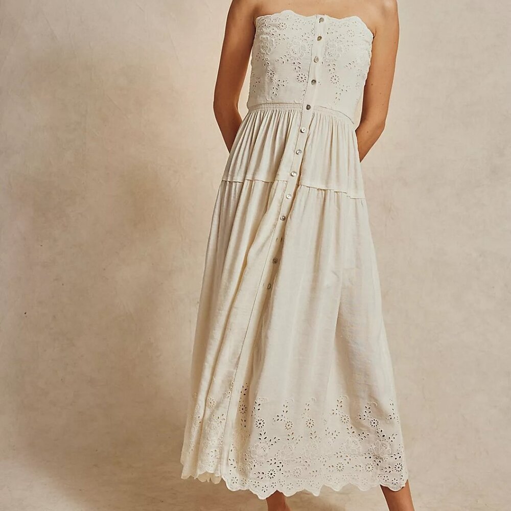 Free People Evelyn Eyelet Midi Dress Size XS